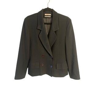 Talbots Petites‎ Black Wool Double Breasted Blazer Women's Size 10 Career